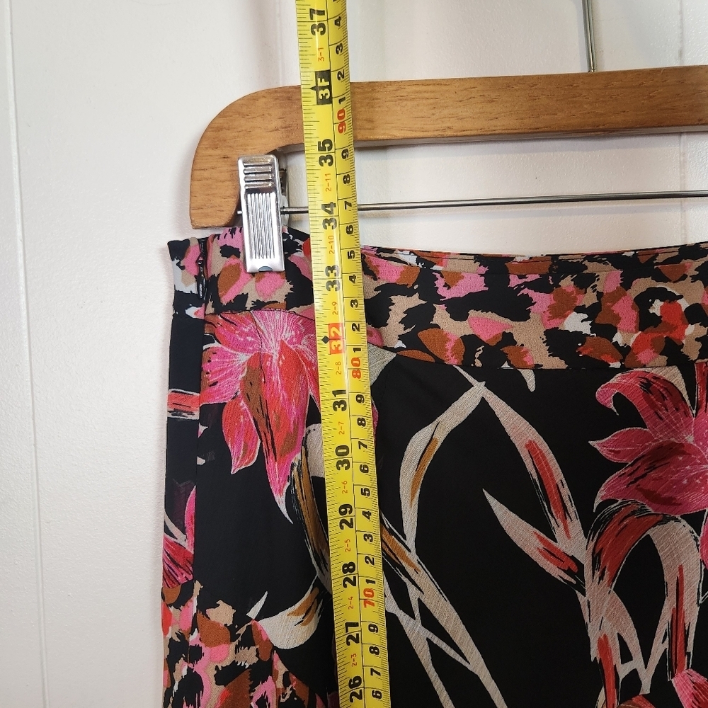 Joseph Ribkoff Skirt Pink Leopard Floral Midi High Rise Flowy Womens Size 8 - Picture 8 of 10